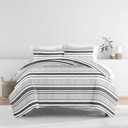 King Vintage Stripes Light Gray Patterned Soft Duvet Cover Bed Set - Striped Patterns