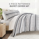 King Vintage Stripes Light Gray Patterned Soft Duvet Cover Bed Set - Striped Patterns