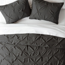 King Gray Pinch Pleat Luxury Duvet Cover Set