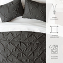 King Gray Pinch Pleat Luxury Duvet Cover Set