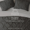 King Gray Pinch Pleat Luxury Duvet Cover Set