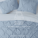 King Light Blue Pinch Pleat Luxury Duvet Cover Set