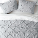 King Light Gray Pinch Pleat Luxury Duvet Cover Set