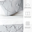 King Light Gray Pinch Pleat Luxury Duvet Cover Set