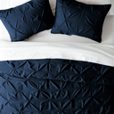 King Navy Pinch Pleat Luxury Duvet Cover Set