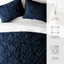 King Navy Pinch Pleat Luxury Duvet Cover Set