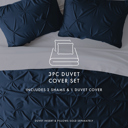 King Navy Pinch Pleat Luxury Duvet Cover Set