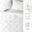 King White Pinch Pleat Luxury Duvet Cover Set