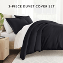 King Black Duvet Cover Set Super Soft Microfiber Bedding in Solid Colors