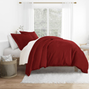 King Burgundy Duvet Cover Set Super Soft Microfiber Bedding in Solid Colors