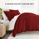 King Burgundy Duvet Cover Set Super Soft Microfiber Bedding in Solid Colors