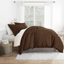 King Chocolate Duvet Cover Set Super Soft Microfiber Bedding in Solid Colors