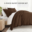 King Chocolate Duvet Cover Set Super Soft Microfiber Bedding in Solid Colors