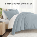 King Light Blue Duvet Cover Set Super Soft Microfiber Bedding in Solid Colors