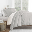 King Light Gray Duvet Cover Set Super Soft Microfiber Bedding in Solid Colors