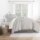 King Light Gray Duvet Cover Set Super Soft Microfiber Bedding in Solid Colors