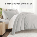 King Light Gray Duvet Cover Set Super Soft Microfiber Bedding in Solid Colors