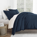 King Navy Duvet Cover Set Super Soft Microfiber Bedding in Solid Colors