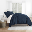 King Navy Duvet Cover Set Super Soft Microfiber Bedding in Solid Colors