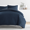 King Navy Duvet Cover Set Super Soft Microfiber Bedding in Solid Colors