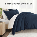 King Navy Duvet Cover Set Super Soft Microfiber Bedding in Solid Colors