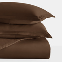 Queen Chocolate Duvet Cover Set Super Soft Microfiber Bedding in Solid Colors