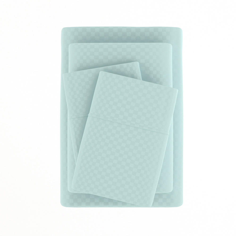 Embossed Microfiber Sheet Set - Checkered Pattern