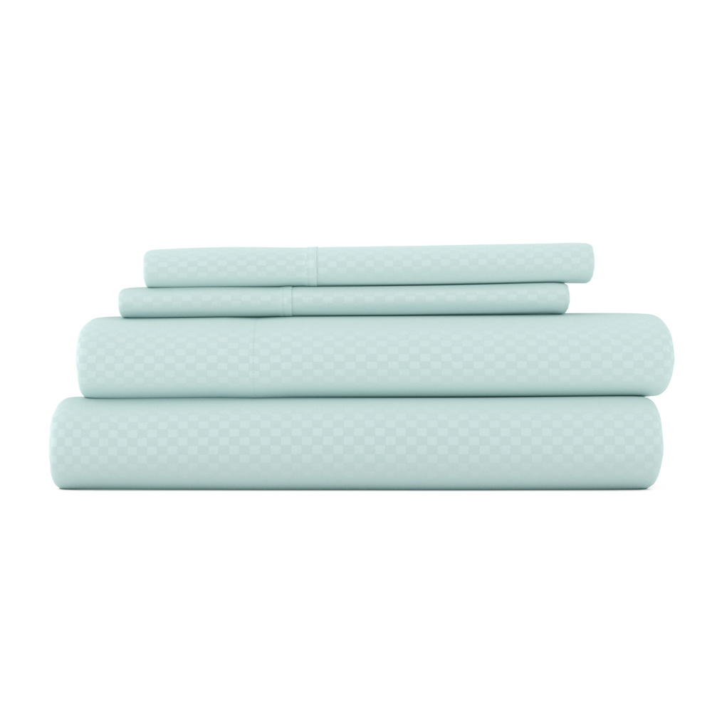 Embossed Microfiber Sheet Set - Checkered Pattern