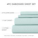 California King Checkered Aqua Embossed Microfiber Sheet Set - Checkered Pattern