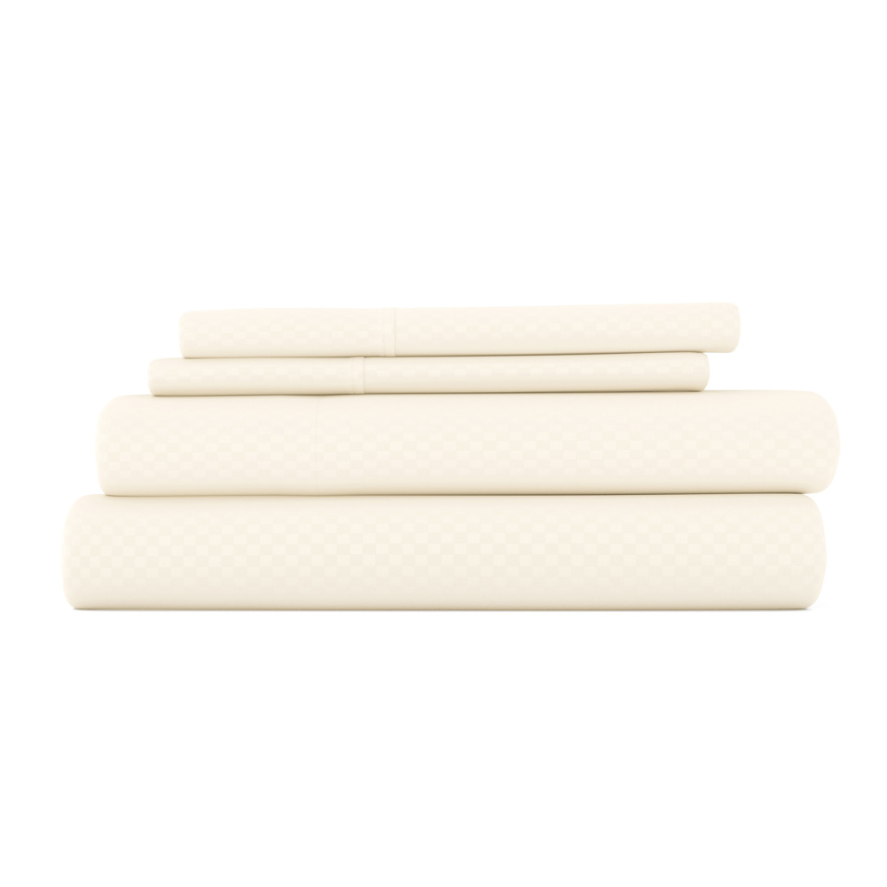 Embossed Microfiber Sheet Set - Checkered Pattern