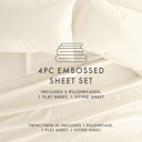 California King Checkered Ivory Embossed Microfiber Sheet Set - Checkered Pattern