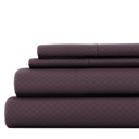 California King Checkered Purple Embossed Microfiber Sheet Set - Checkered Pattern