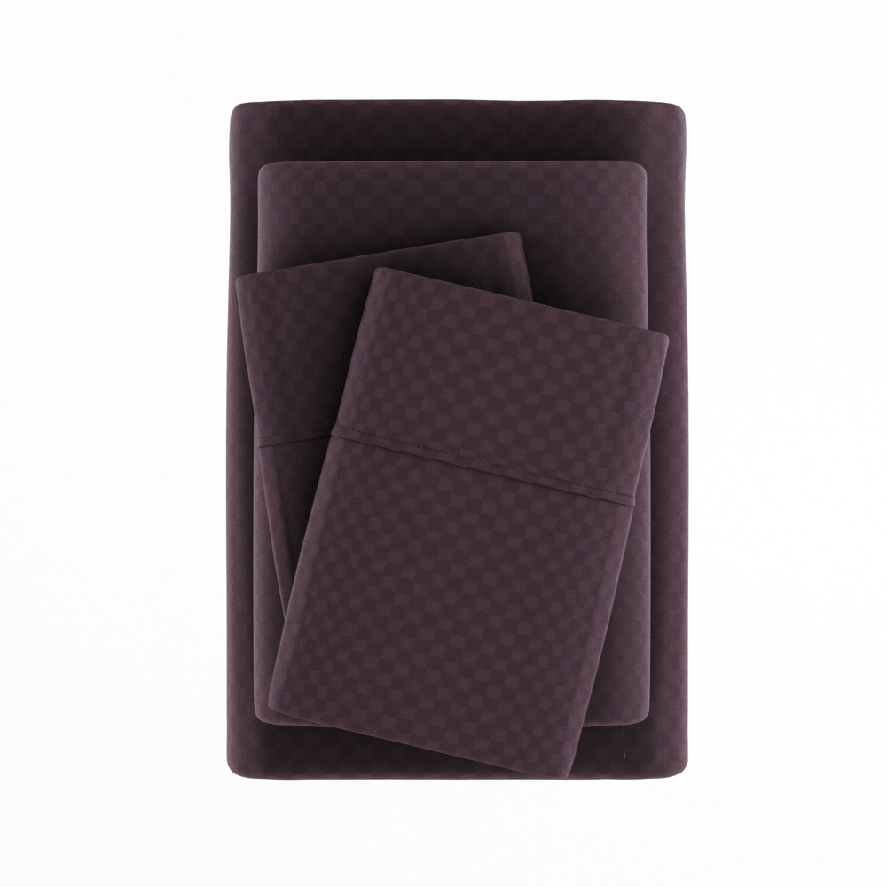 Embossed Microfiber Sheet Set - Checkered Pattern