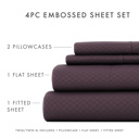 California King Checkered Purple Embossed Microfiber Sheet Set - Checkered Pattern