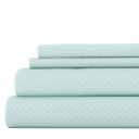 Full/Double Checkered Aqua Embossed Microfiber Sheet Set - Checkered Pattern