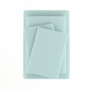 Full/Double Checkered Aqua Embossed Microfiber Sheet Set - Checkered Pattern