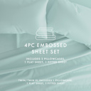 Full/Double Checkered Aqua Embossed Microfiber Sheet Set - Checkered Pattern