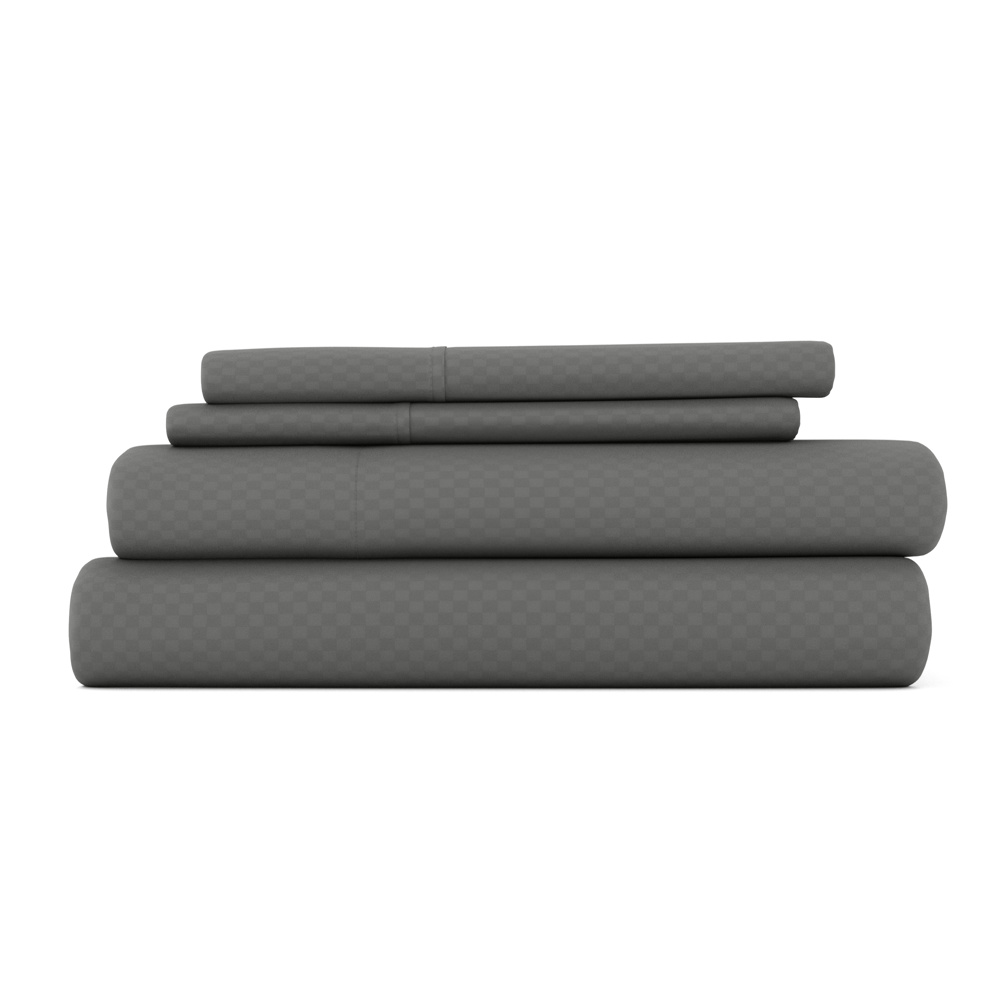 Embossed Microfiber Sheet Set - Checkered Pattern