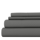 Full/Double Checkered Gray Embossed Microfiber Sheet Set - Checkered Pattern