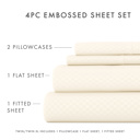 Full/Double Checkered Ivory Embossed Microfiber Sheet Set - Checkered Pattern