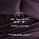 Full/Double Checkered Purple Embossed Microfiber Sheet Set - Checkered Pattern