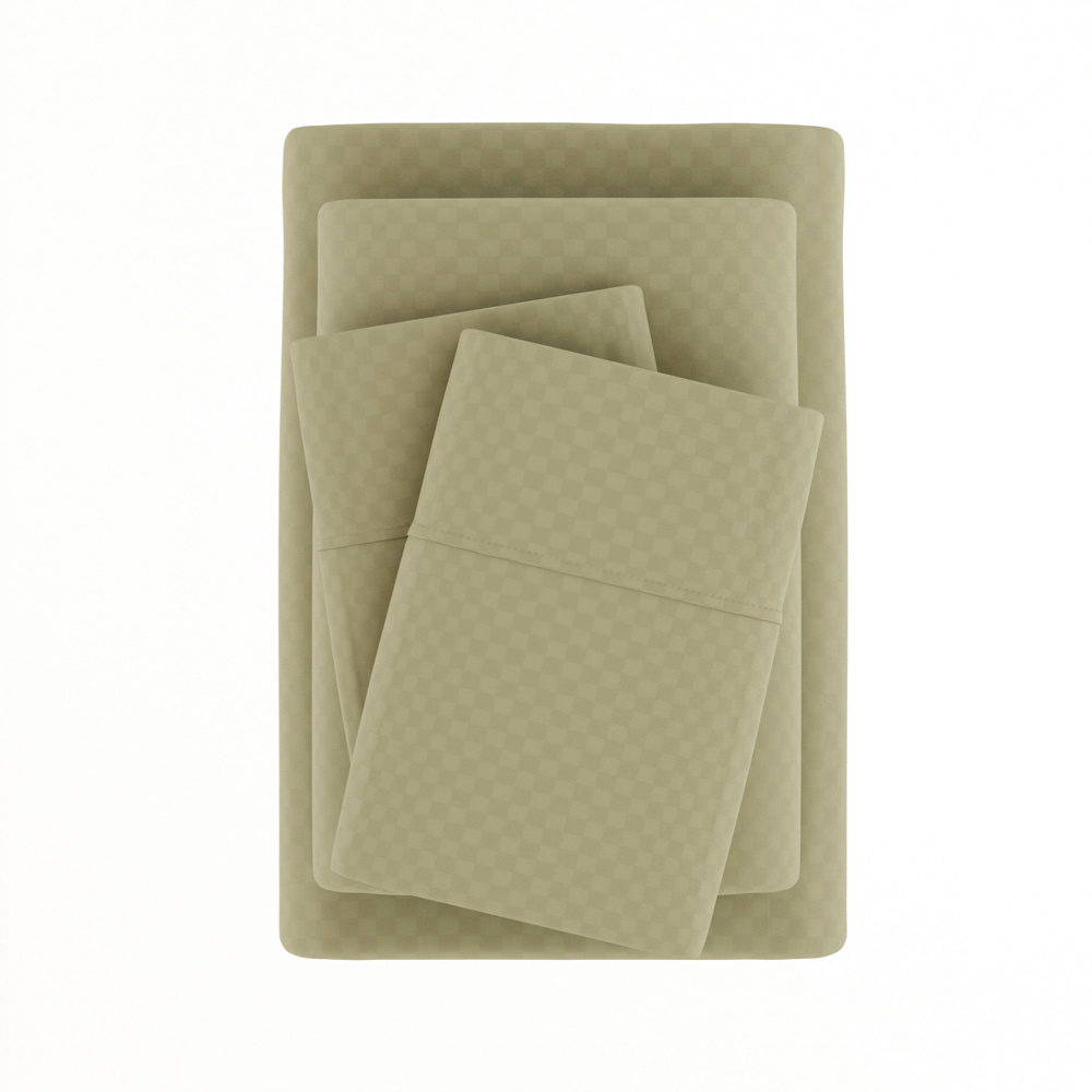 Embossed Microfiber Sheet Set - Checkered Pattern