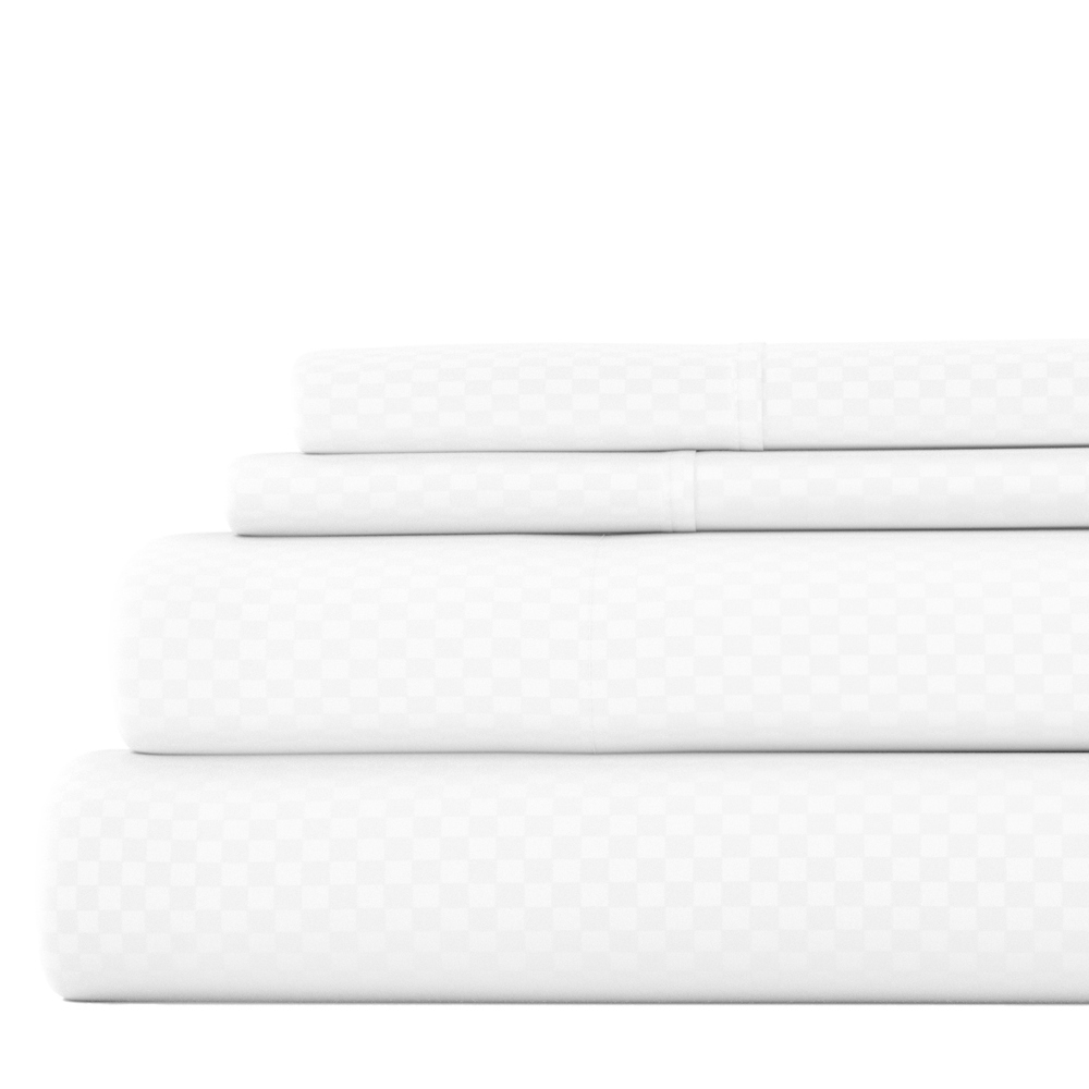 Embossed Microfiber Sheet Set - Checkered Pattern