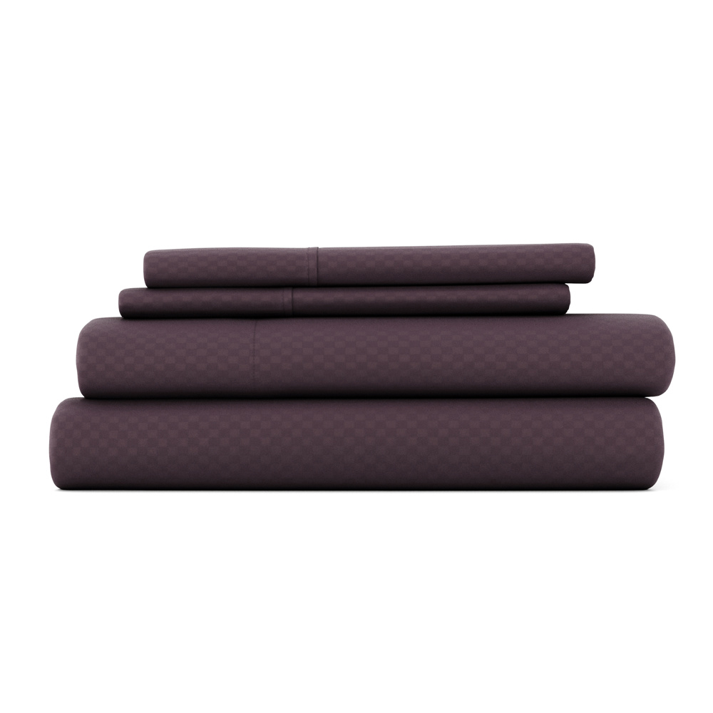 Embossed Microfiber Sheet Set - Checkered Pattern