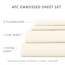 California King Chevron Ivory Embossed Microfiber Sheet Set - Chevron Pattern