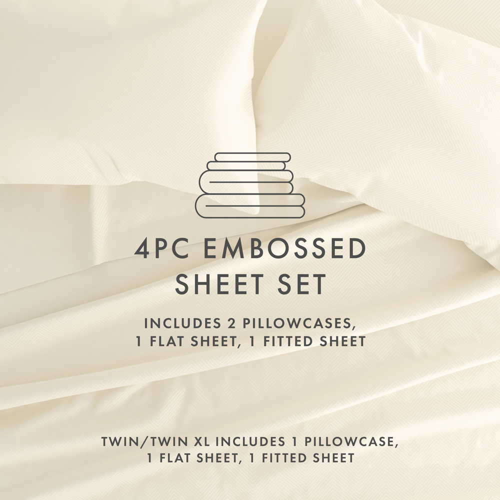 Embossed Microfiber Sheet Set - Chevron Pattern