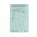 California King Stripes Aqua Embossed Microfiber Sheet Set - Striped Pattern