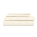 California King Stripes Ivory Embossed Microfiber Sheet Set - Striped Pattern