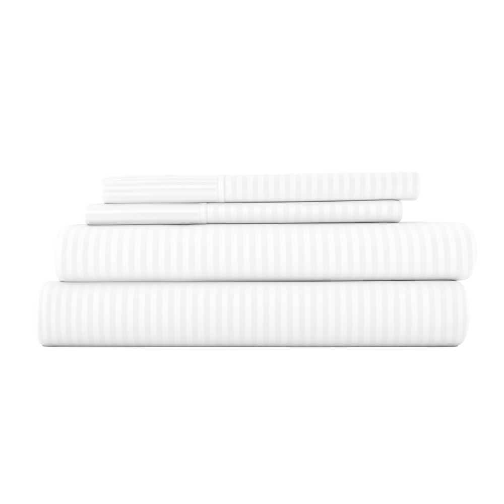 Embossed Microfiber Sheet Set - Striped Pattern