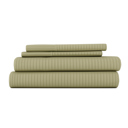 Full/Double Stripes Sage Embossed Microfiber Sheet Set - Striped Pattern